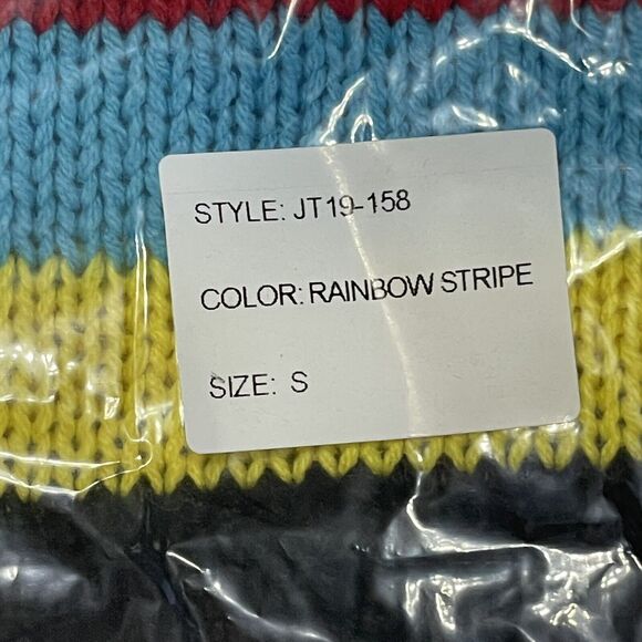 Olivaceus Rainbow Stripe Crew Neck Long Sleeve Pullover Sweater NIB Size S - Picture 6 of 8